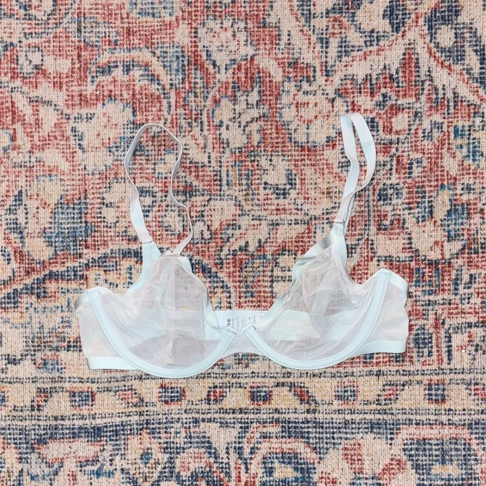 Cuup The Plunge Mesh Bra in Halo Blue SZ 34C NWOT - Picture 1 of 3
